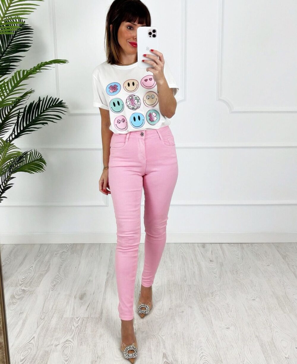 Pantalón skinny push up rosa