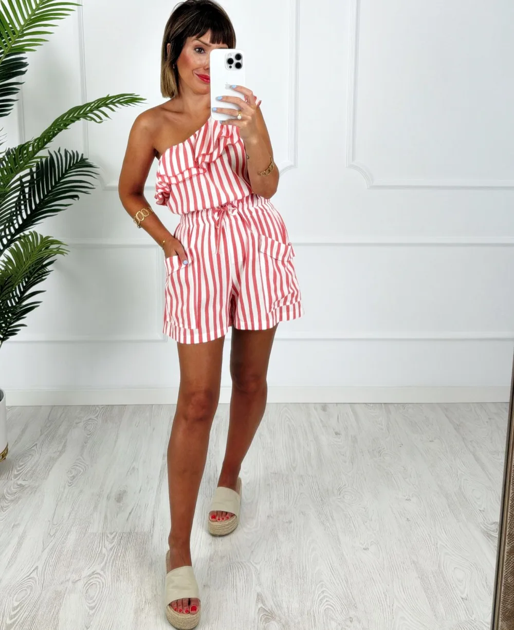 Short bolsillos rayas coral - Imagen 3