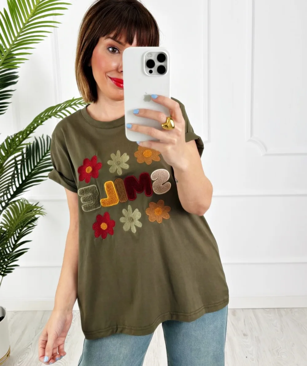 Camiseta Smile kaki - Imagen 2