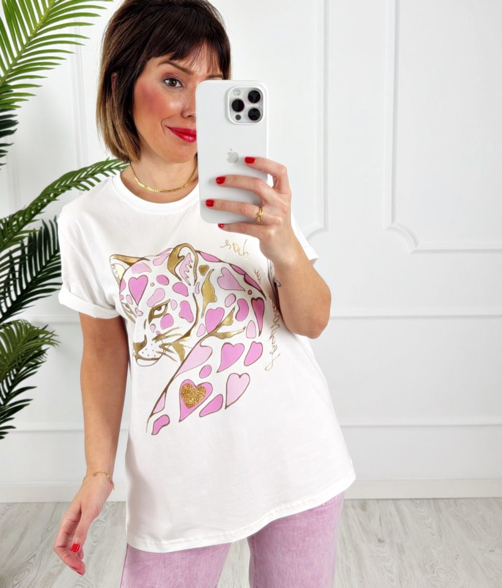 Camiseta leopardo rosa - Imagen 2