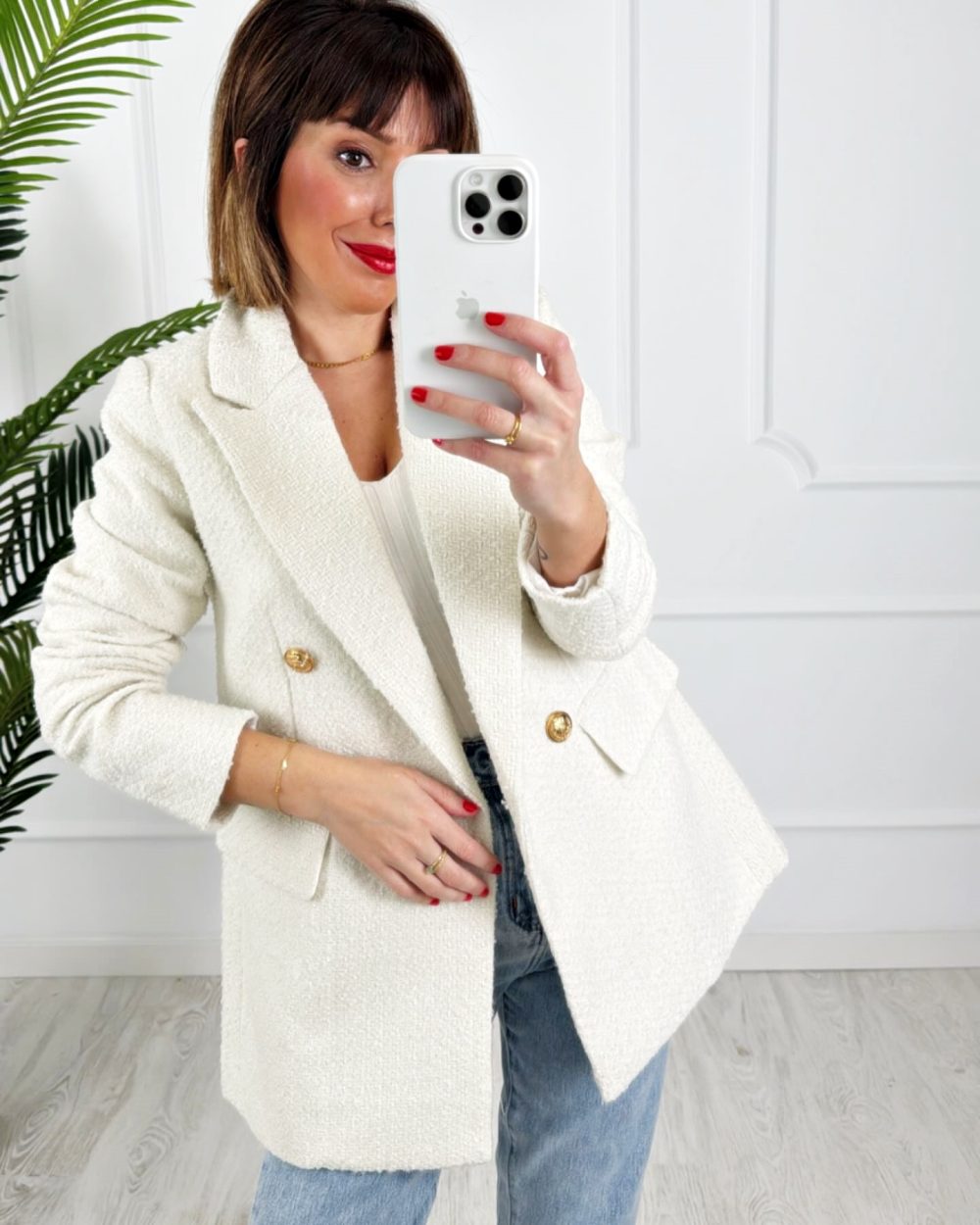 Blazer tweed blanca