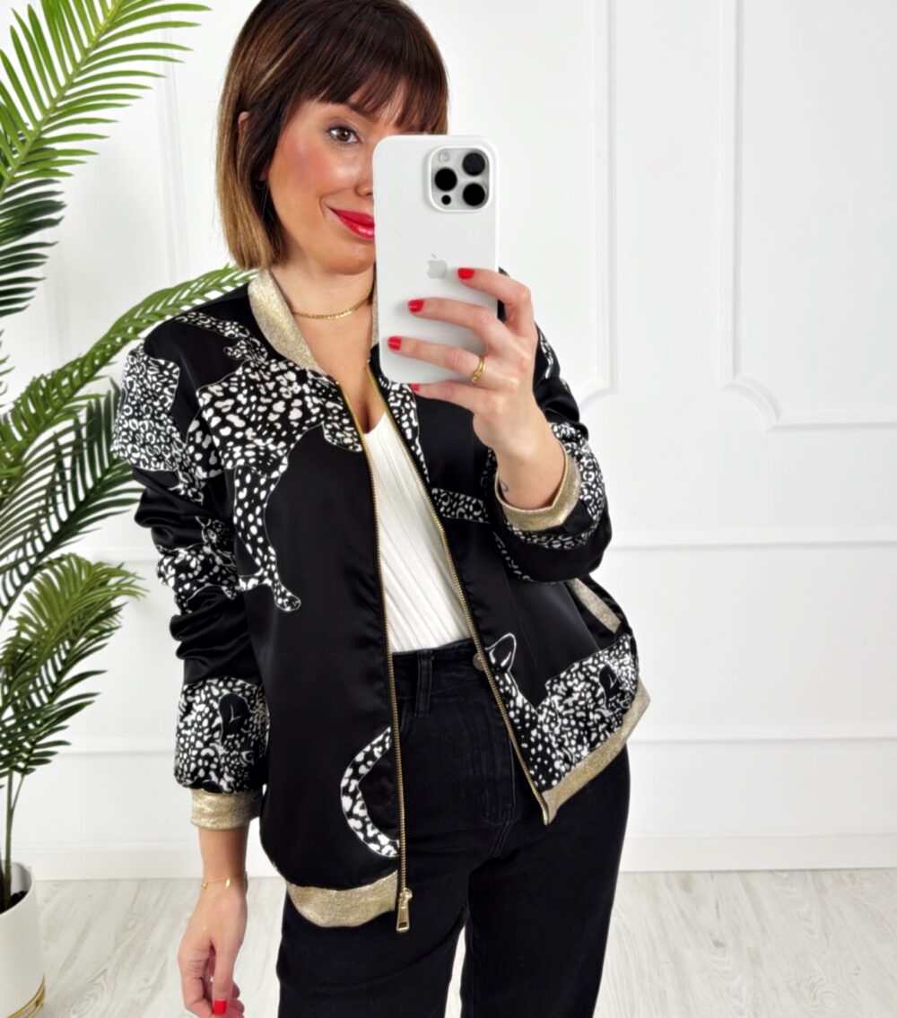 Bomber leopardos negra