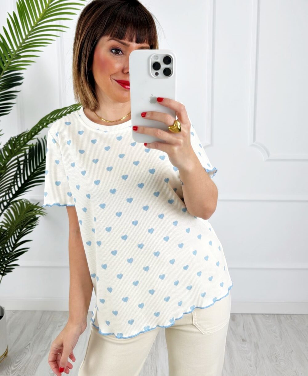 Camiseta corazones azul - Imagen 3