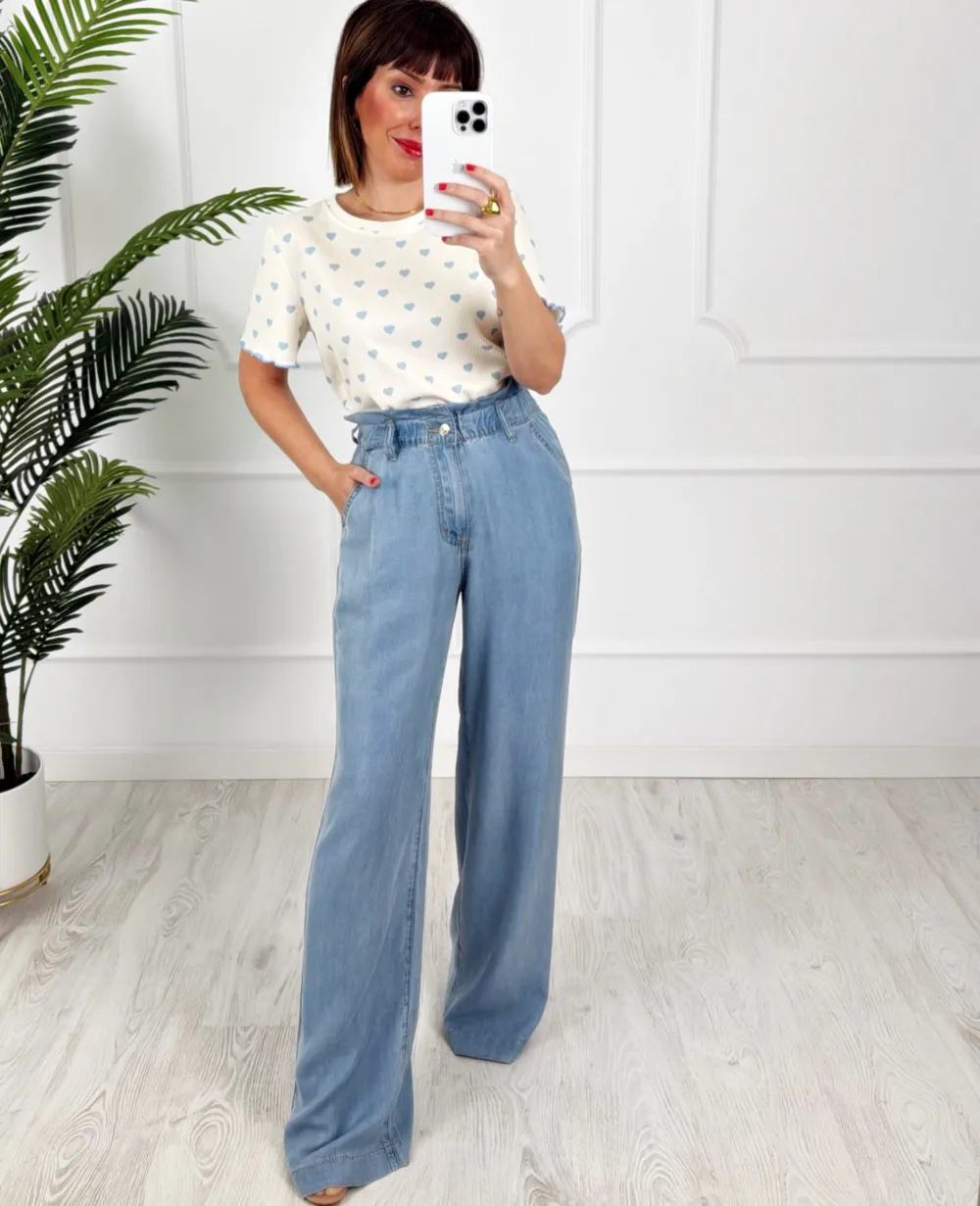 Palazzo denim fluido