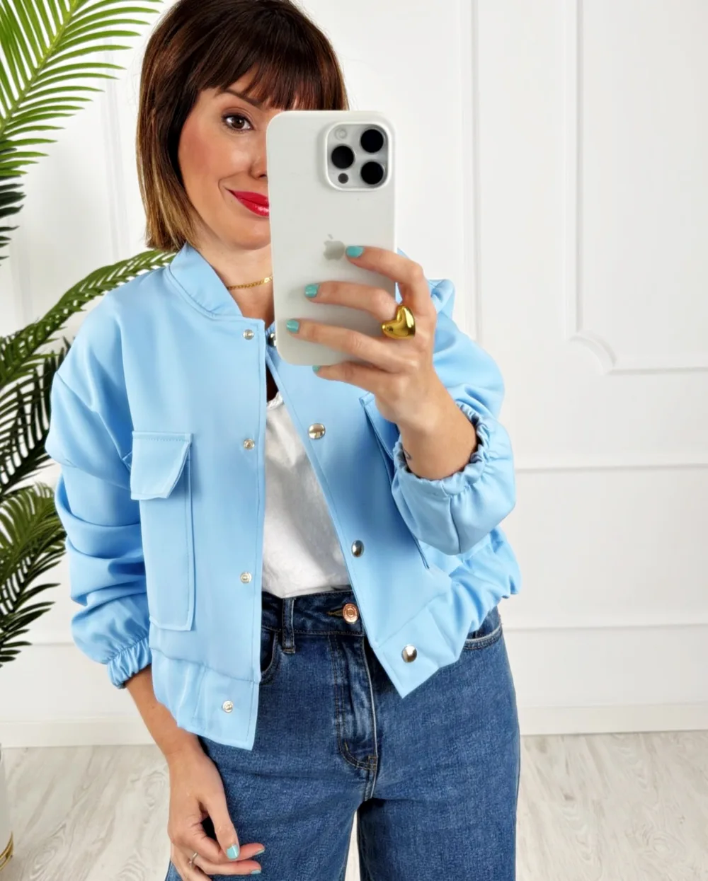Bomber bolsillos azul claro - Imagen 3