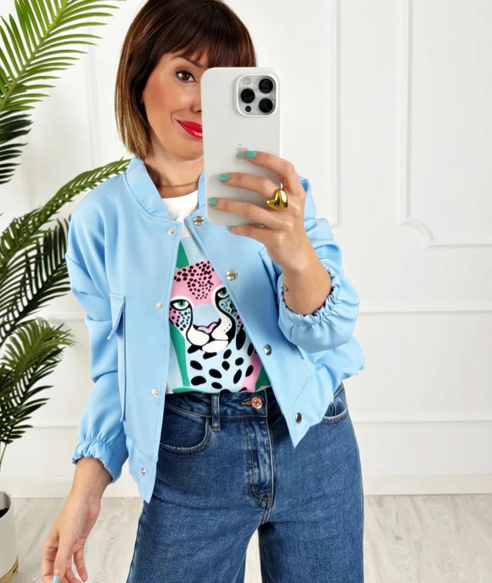 Bomber bolsillos azul claro - Imagen 2