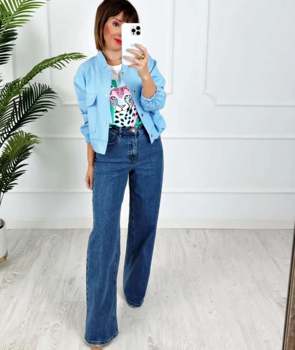 Bomber bolsillos azul claro - Imagen 4