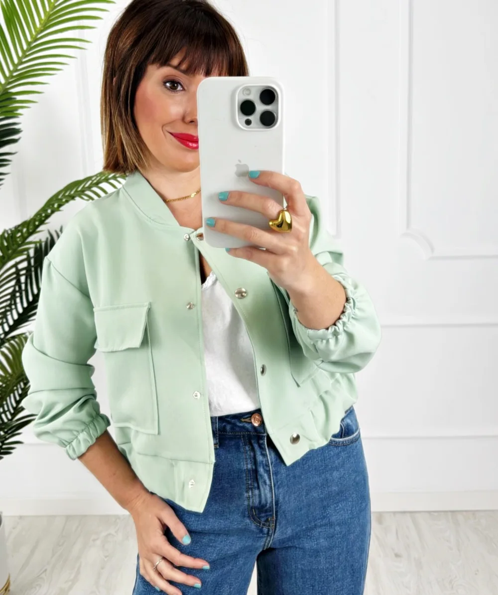 Bomber bolsillos verde - Imagen 2