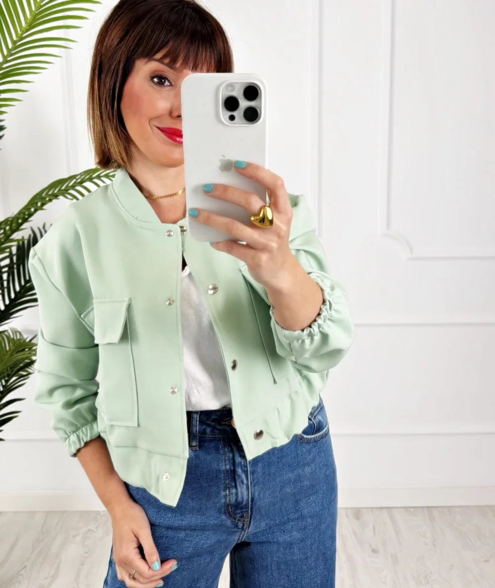 Bomber bolsillos verde