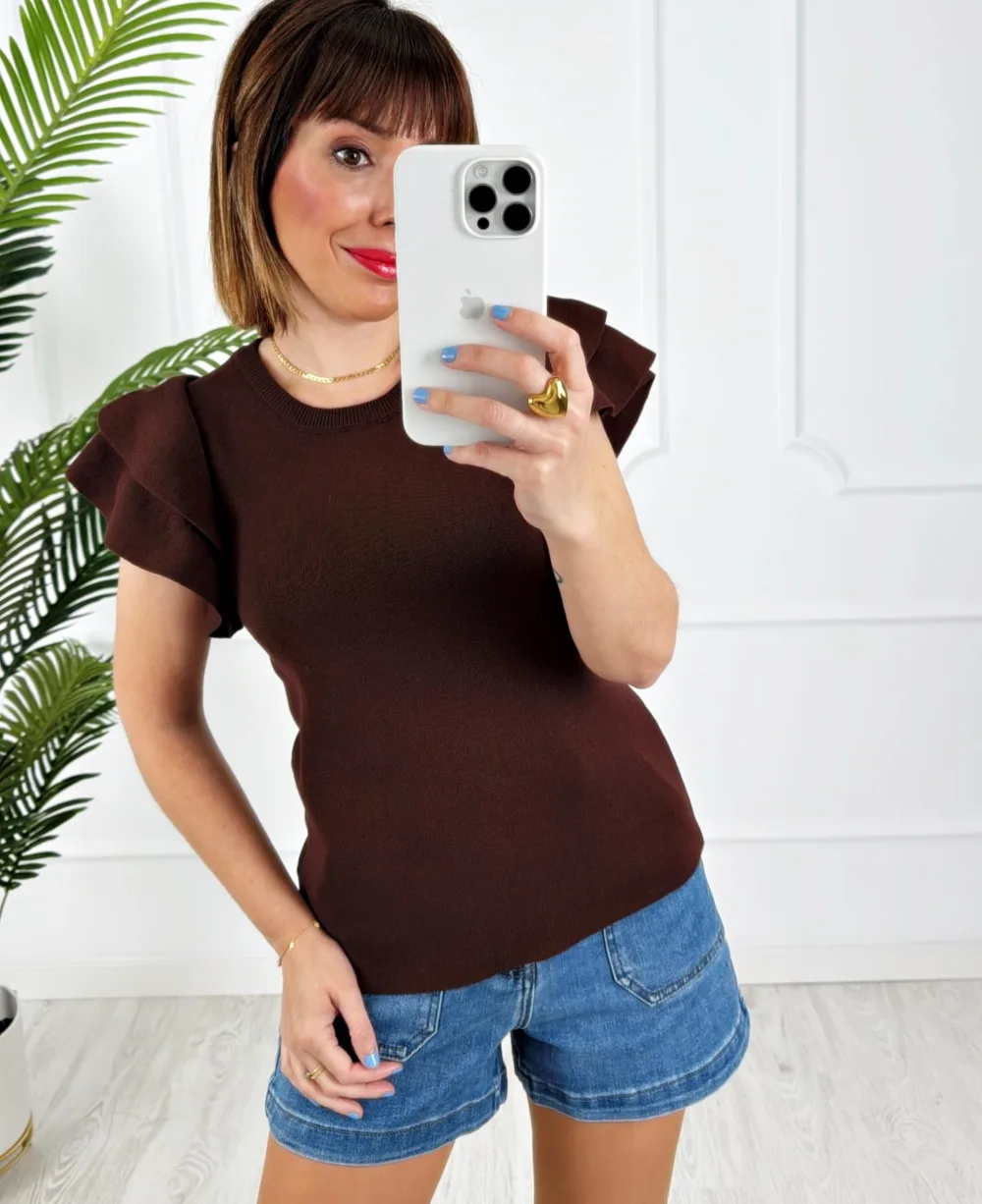 Camiseta doble volante chocolate - Imagen 3