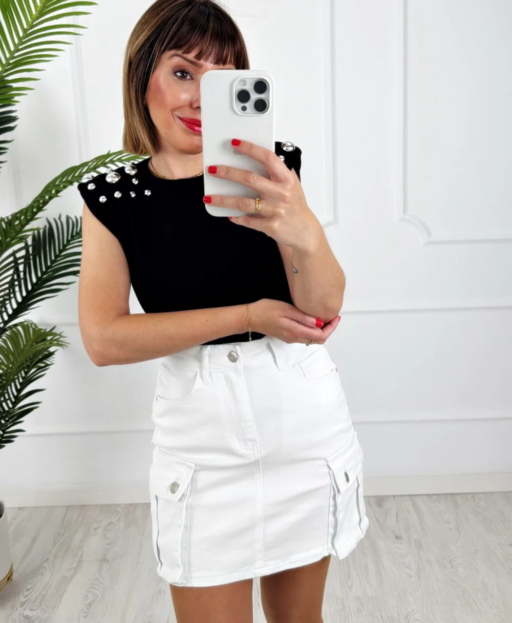 Falda cargo blanca