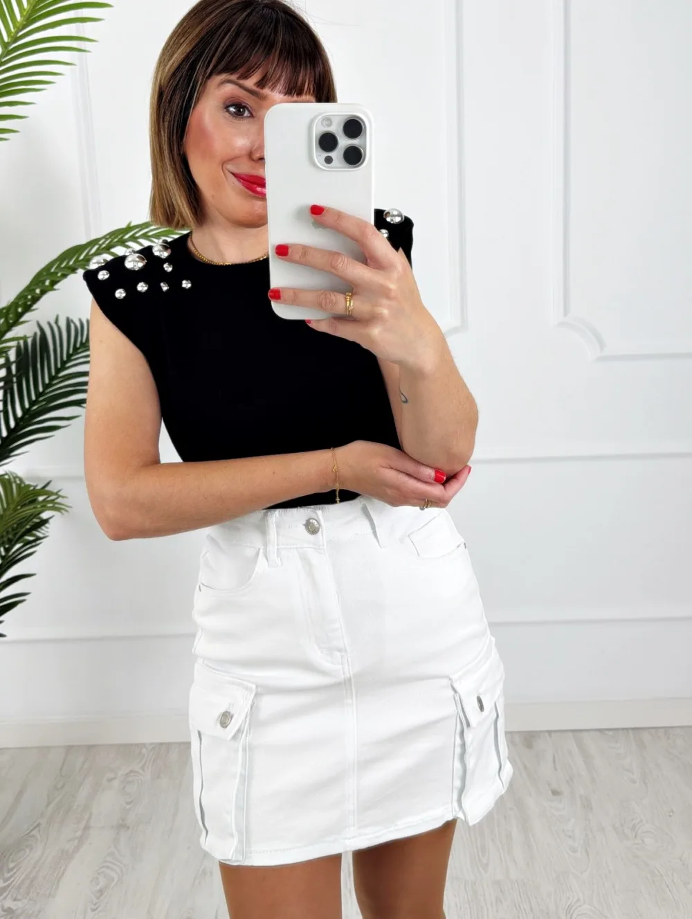 Falda cargo blanca