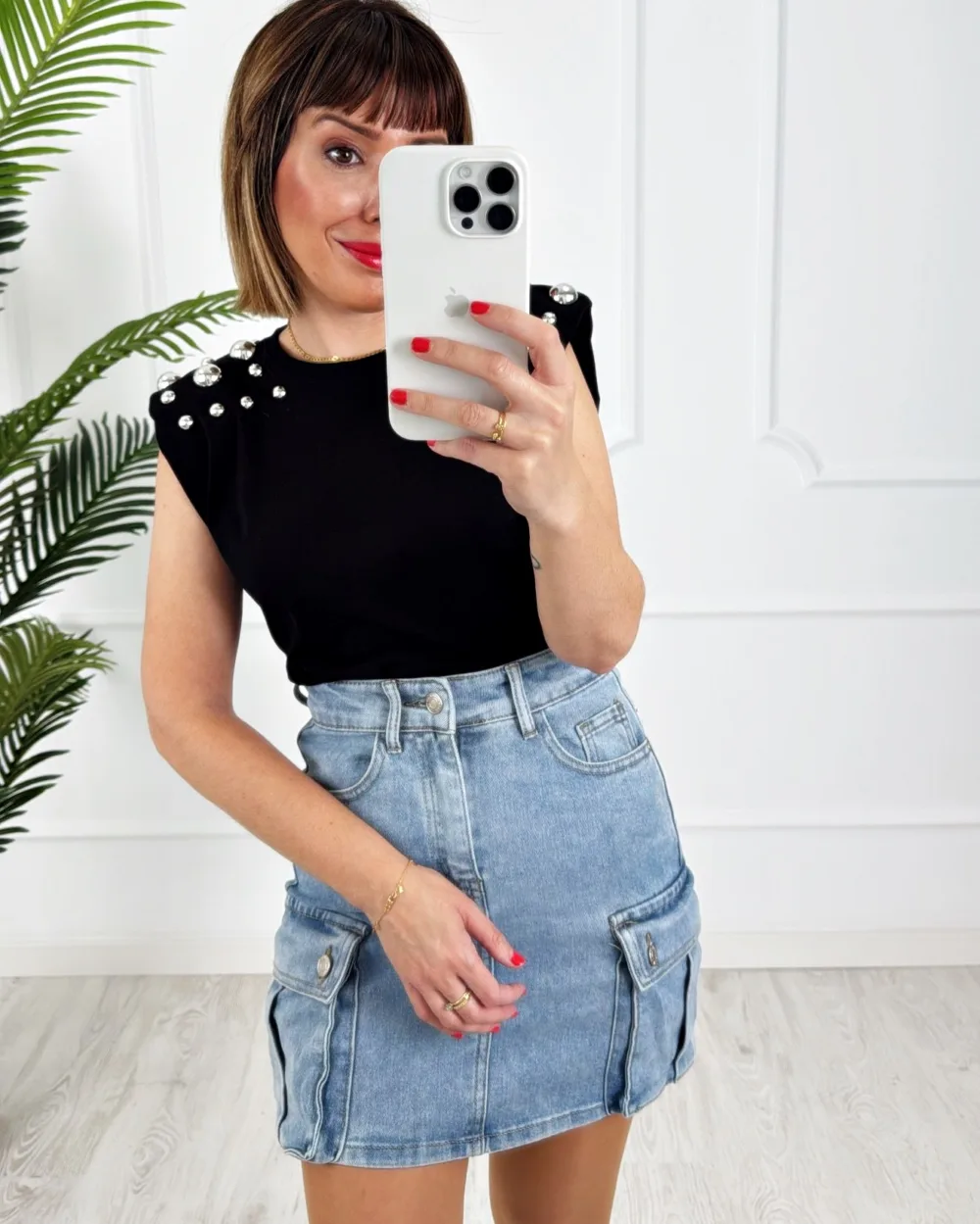 Falda denim cargo