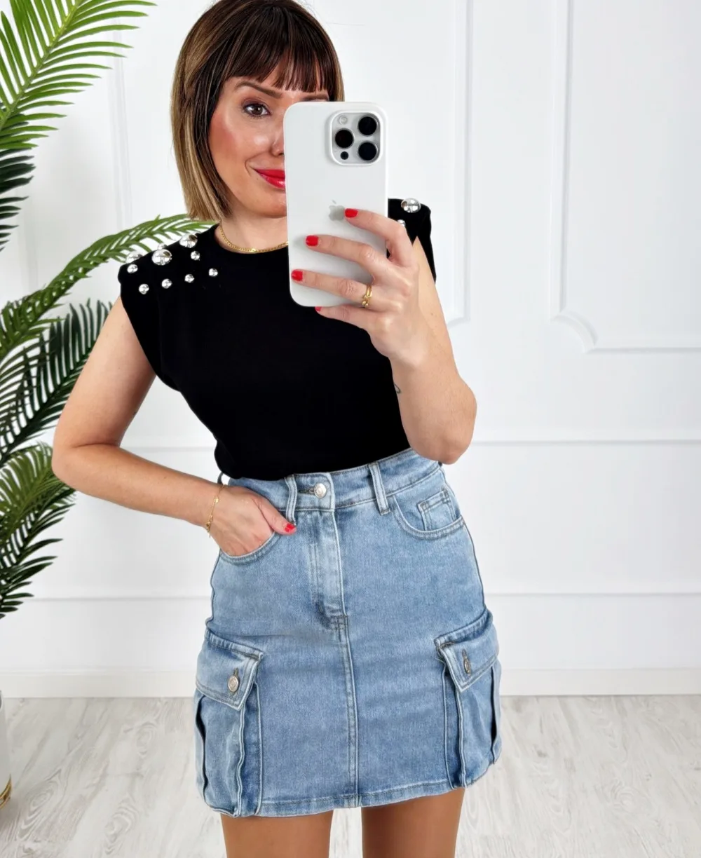 Falda denim cargo - Imagen 2
