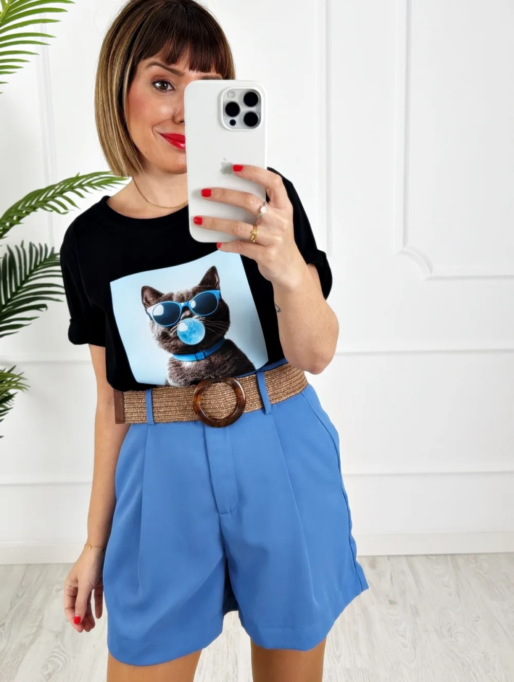 Camiseta gato azul