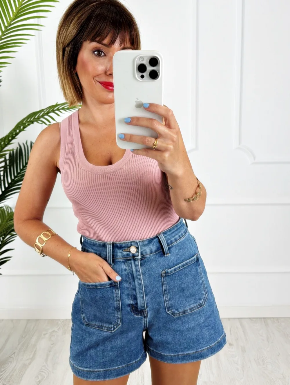 Camiseta tirante ancho rosa