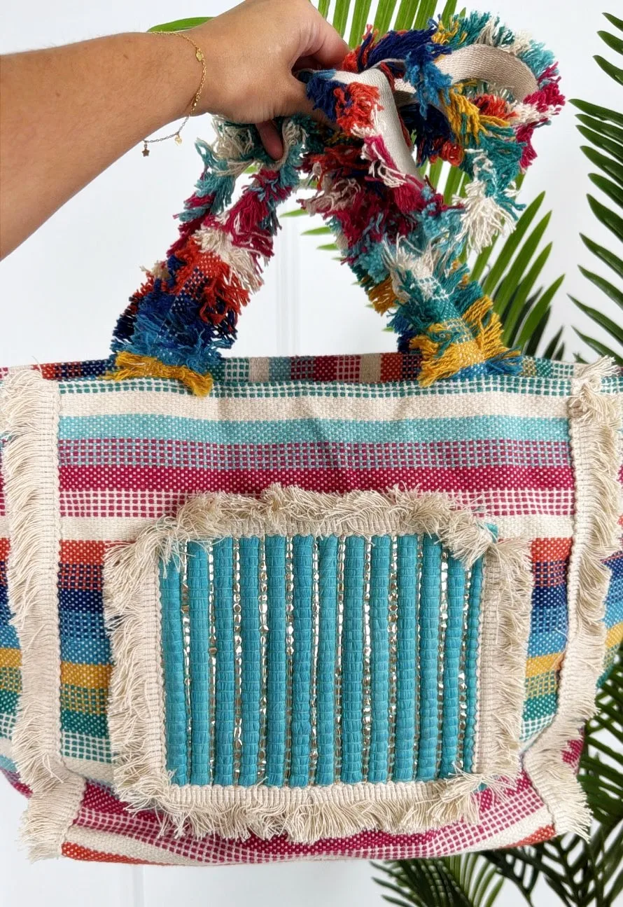 Bolso playa desflecado aguamarina