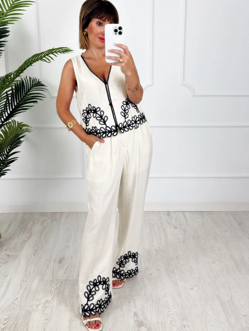 Conjunto bordados marino