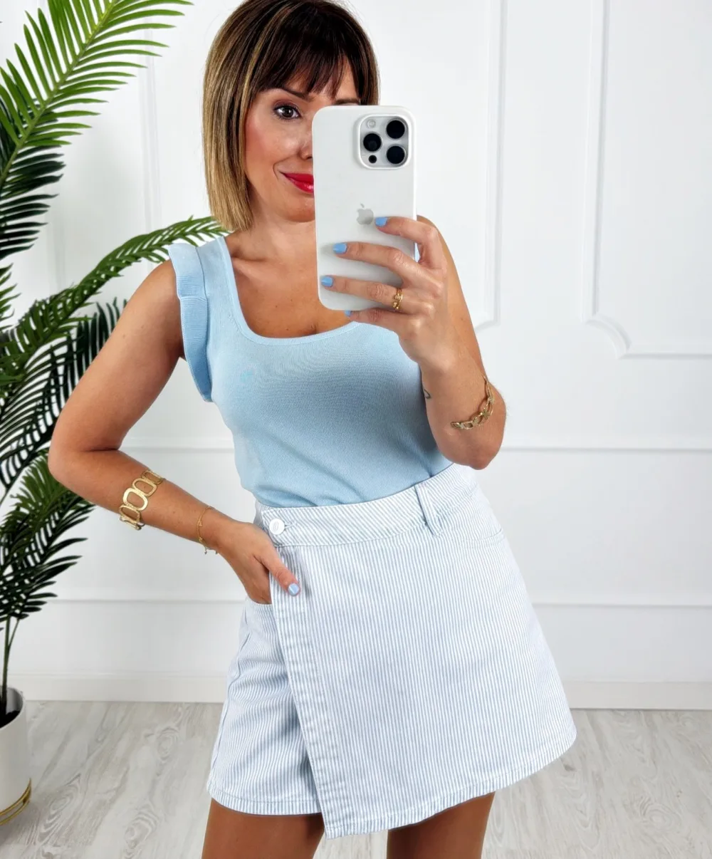 Falda pantalón rayas azul