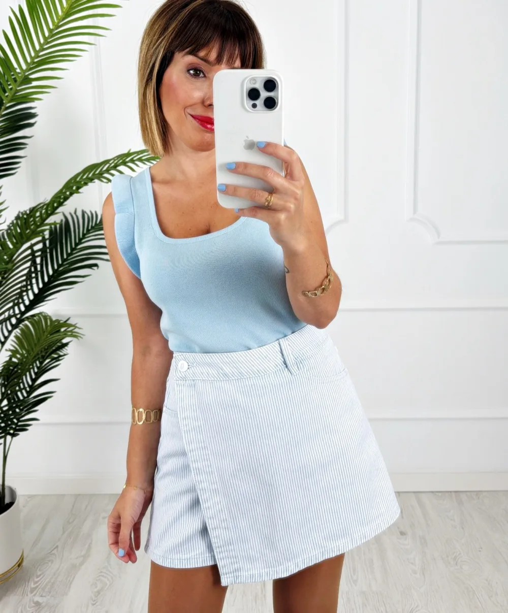 Falda pantalón rayas azul - Imagen 2