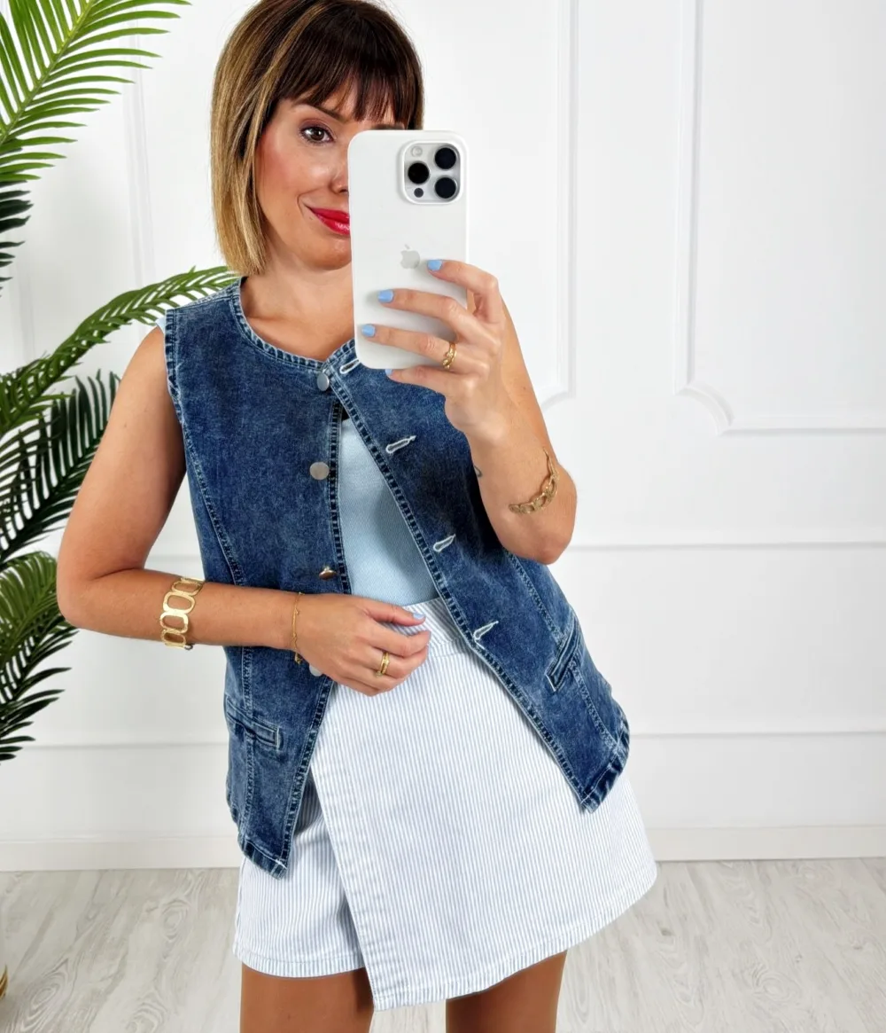 Falda pantalón rayas azul - Imagen 5