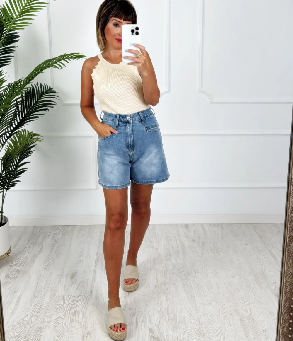 Top halter ondas beige - Imagen 3
