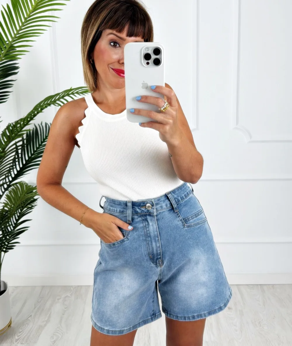 Top halter ondas blanco