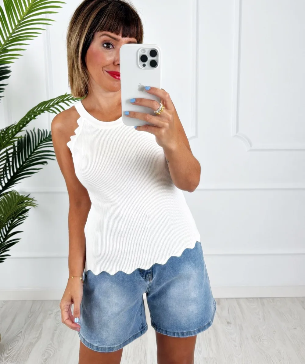 Top halter ondas blanco - Imagen 2
