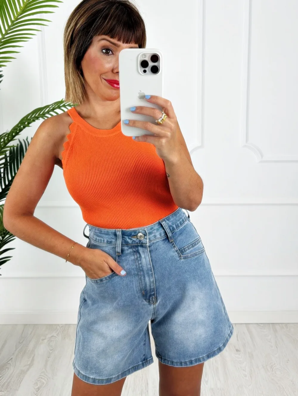 Top halter ondas naranja