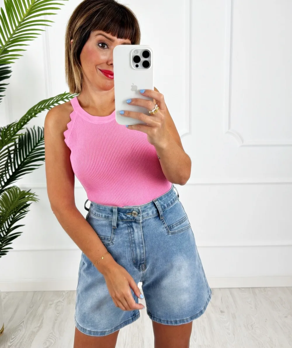 Top halter ondas rosa