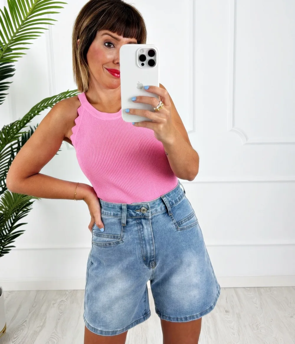 Top halter ondas rosa - Imagen 2