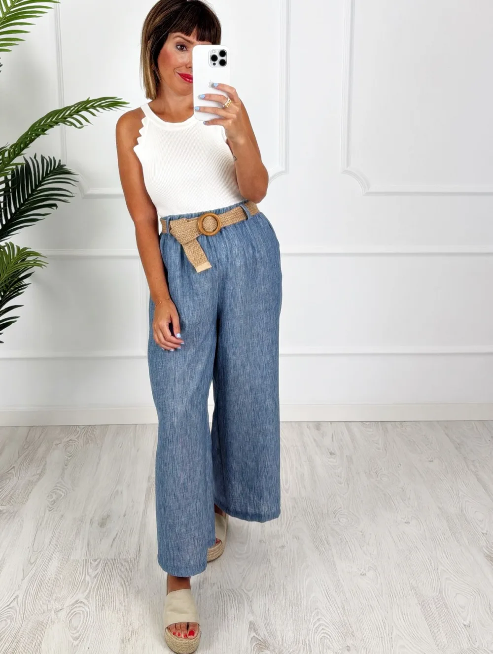 Pantalón cinturón azul jeans