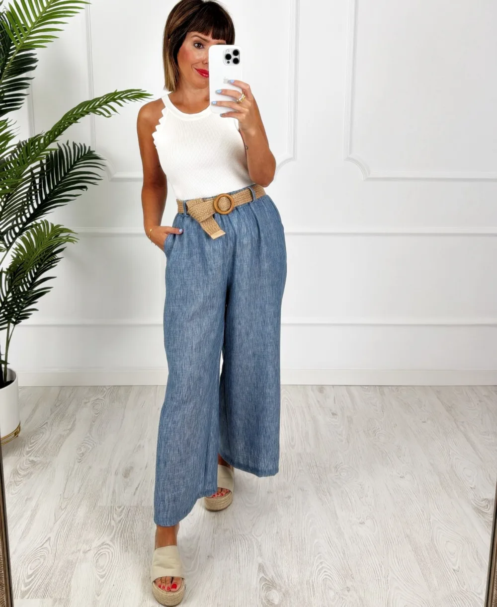 Pantalón cinturón azul jeans - Imagen 2