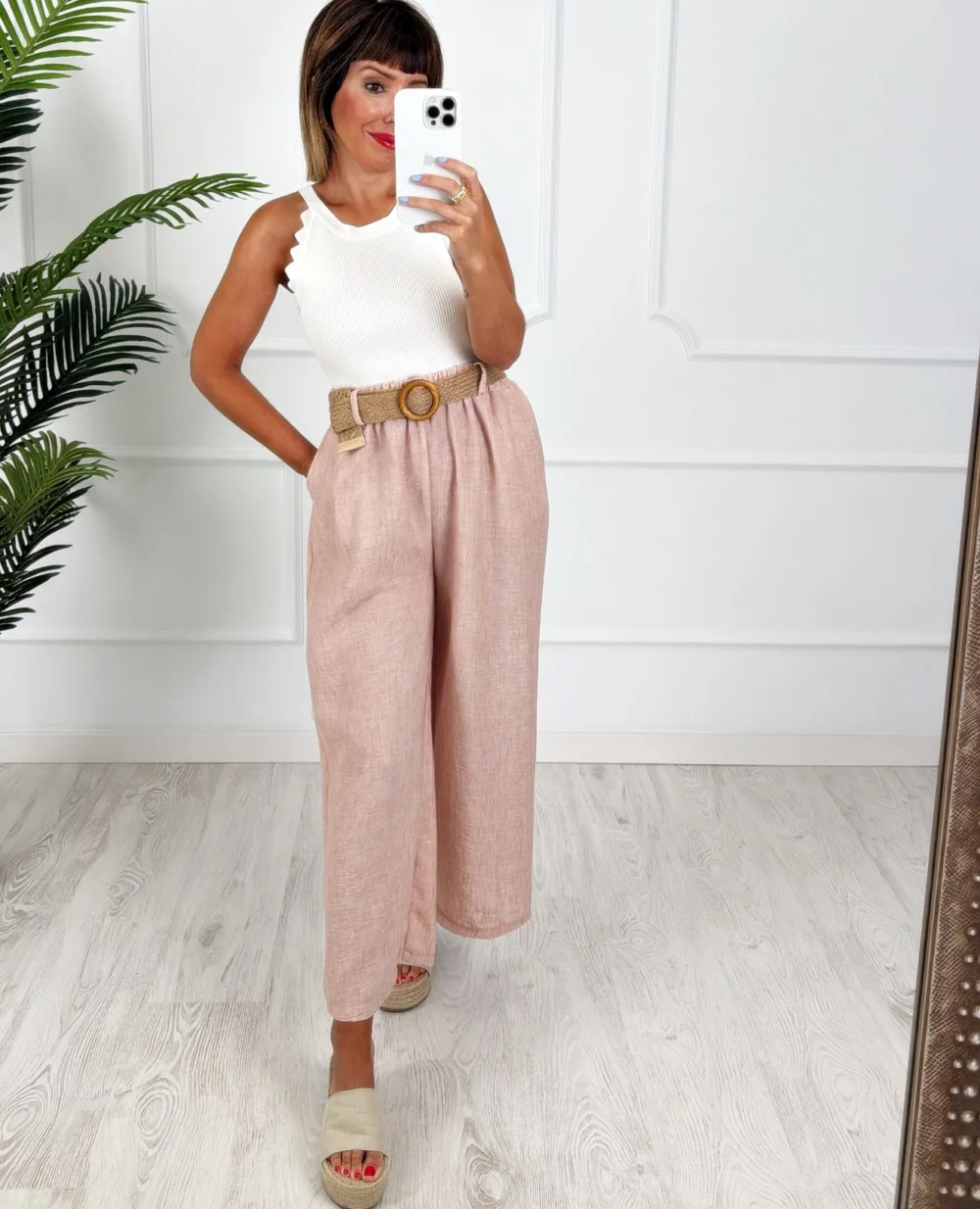 Pantalón cinturón rosa - Imagen 2