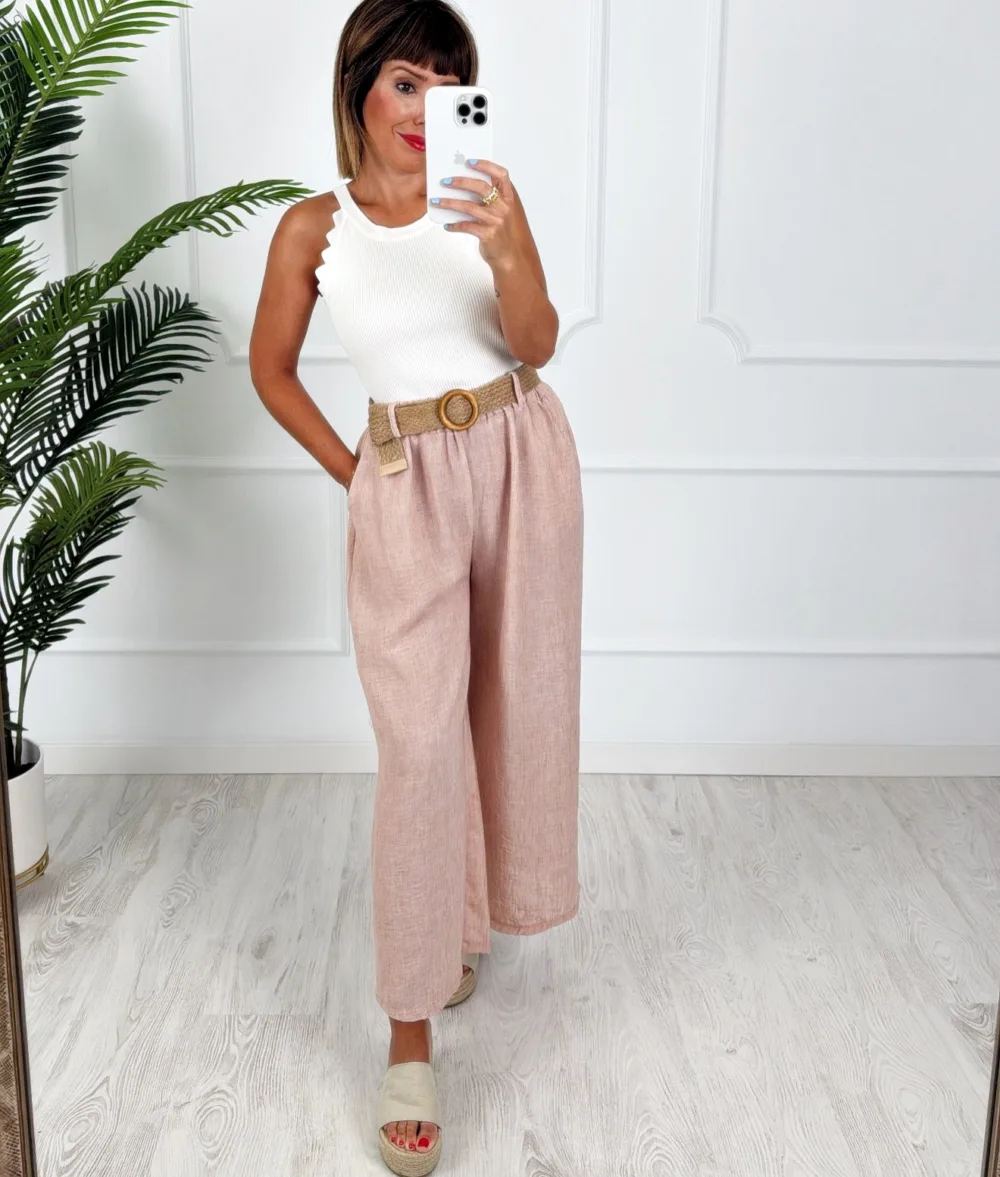 Pantalón cinturón rosa
