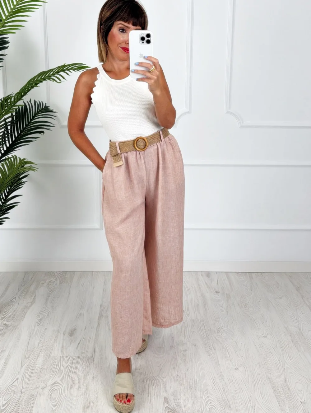 Pantalón cinturón rosa