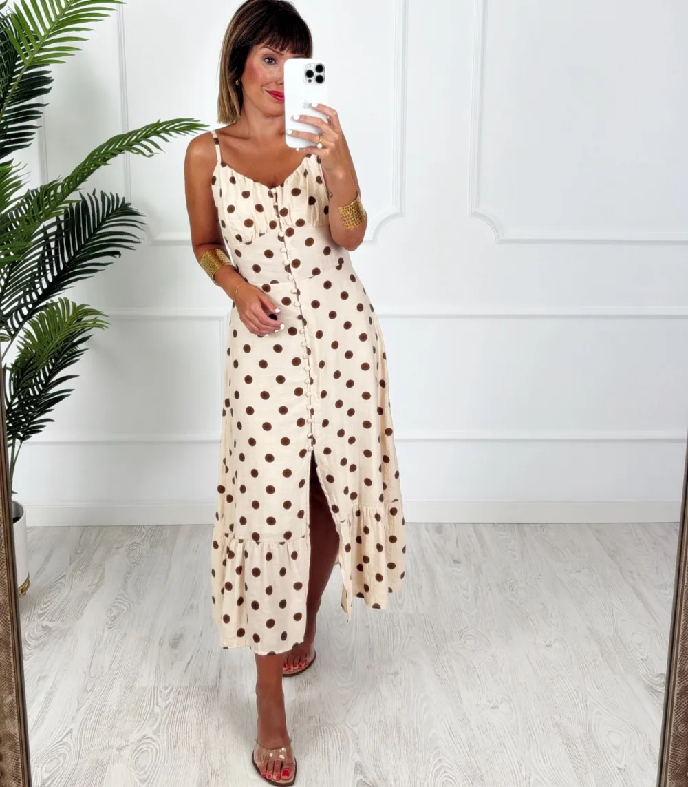 Vestido lunares beige - Imagen 2