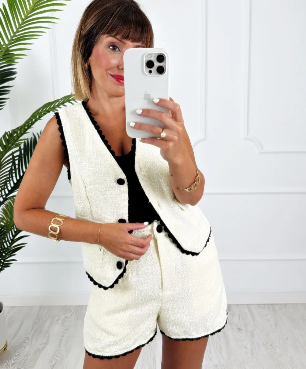 Conjunto tweed summer blanco roto - Imagen 2