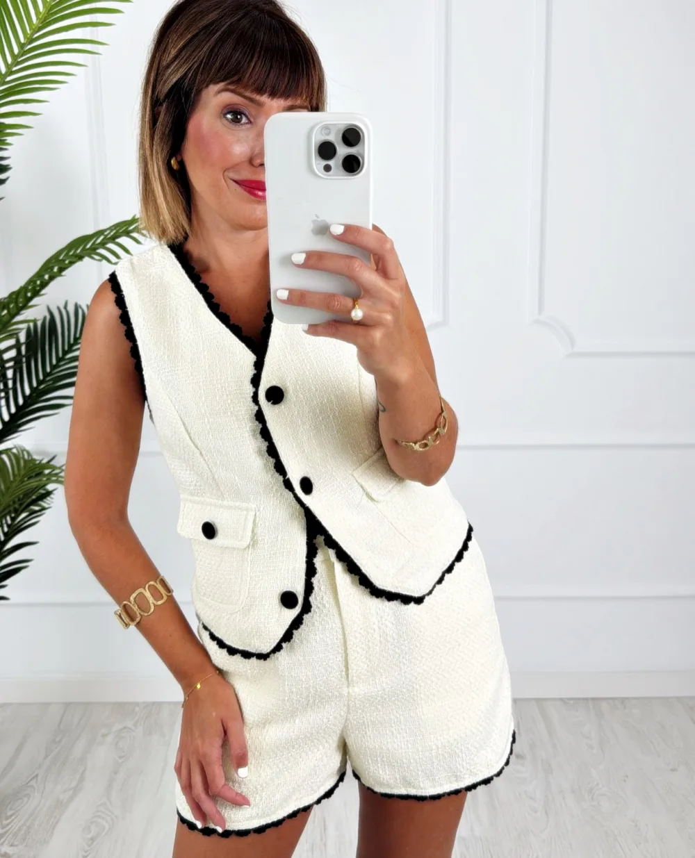 Conjunto tweed summer blanco roto - Imagen 4