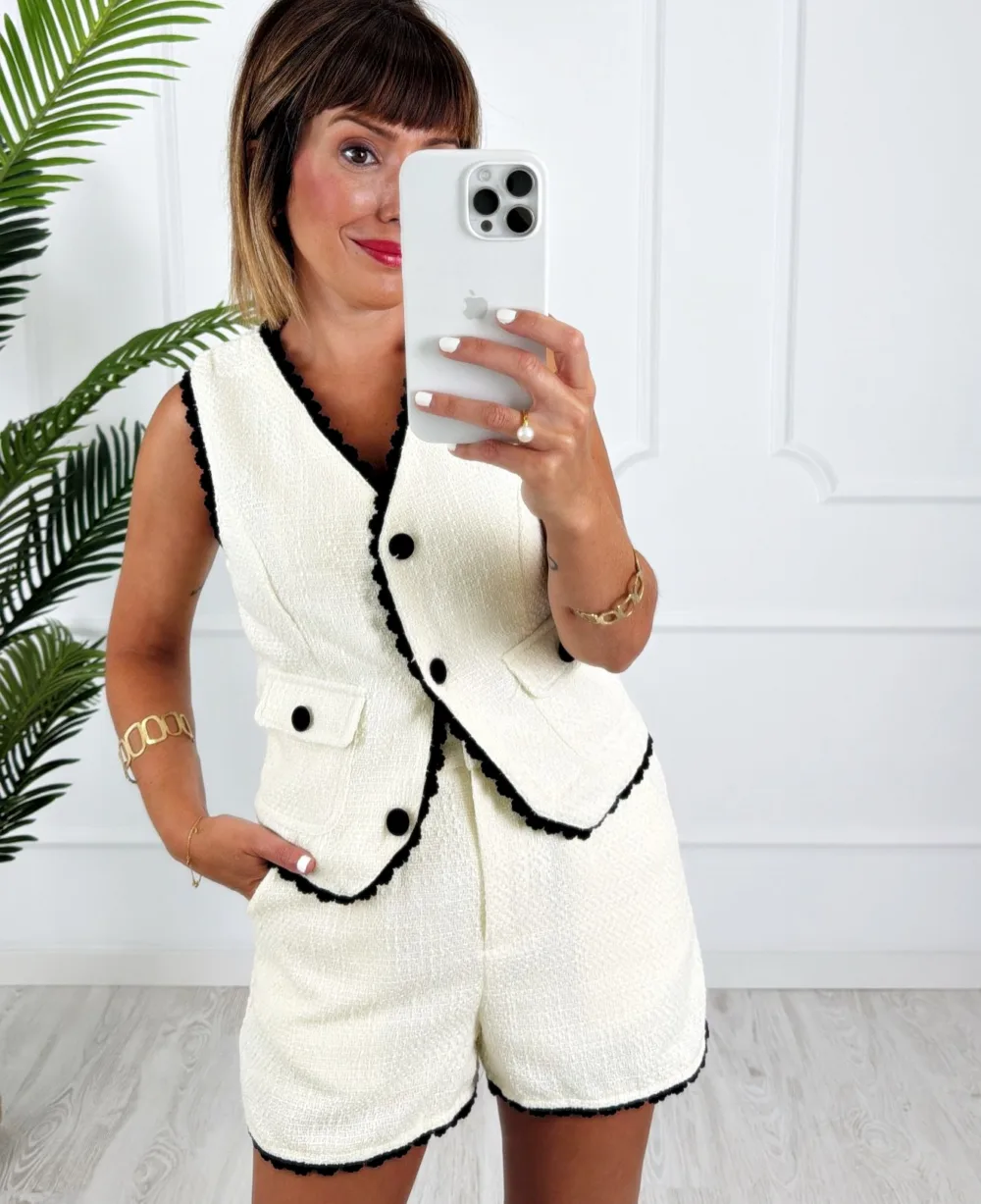 Conjunto tweed summer blanco roto - Imagen 3
