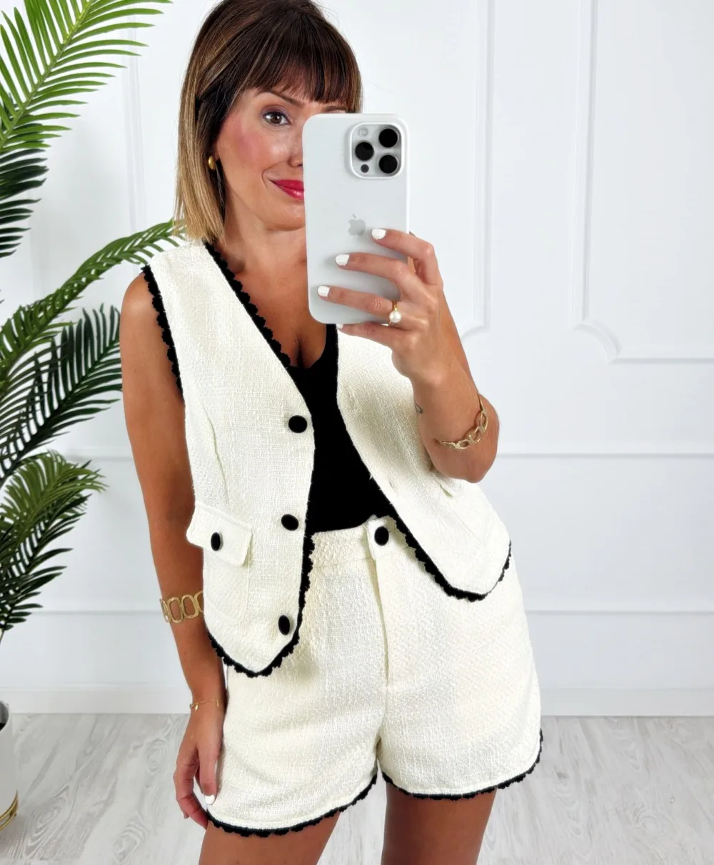 Conjunto tweed summer blanco roto