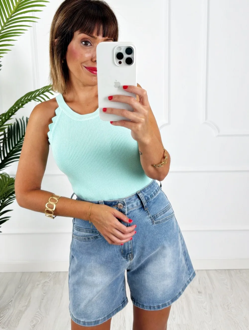 Top halter ondas aguamarina
