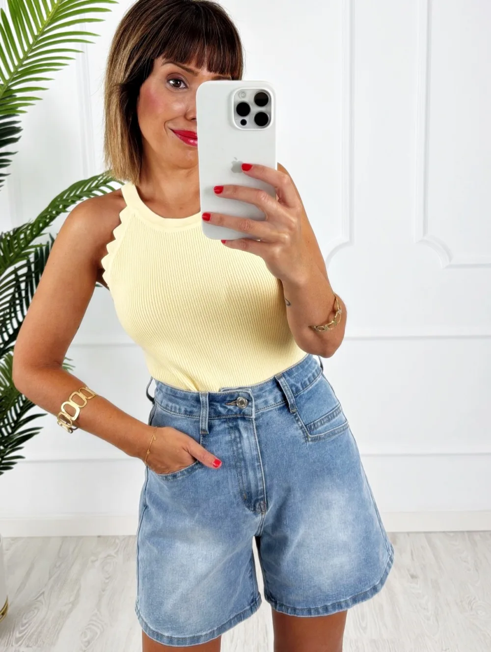 Top halter ondas amarillo