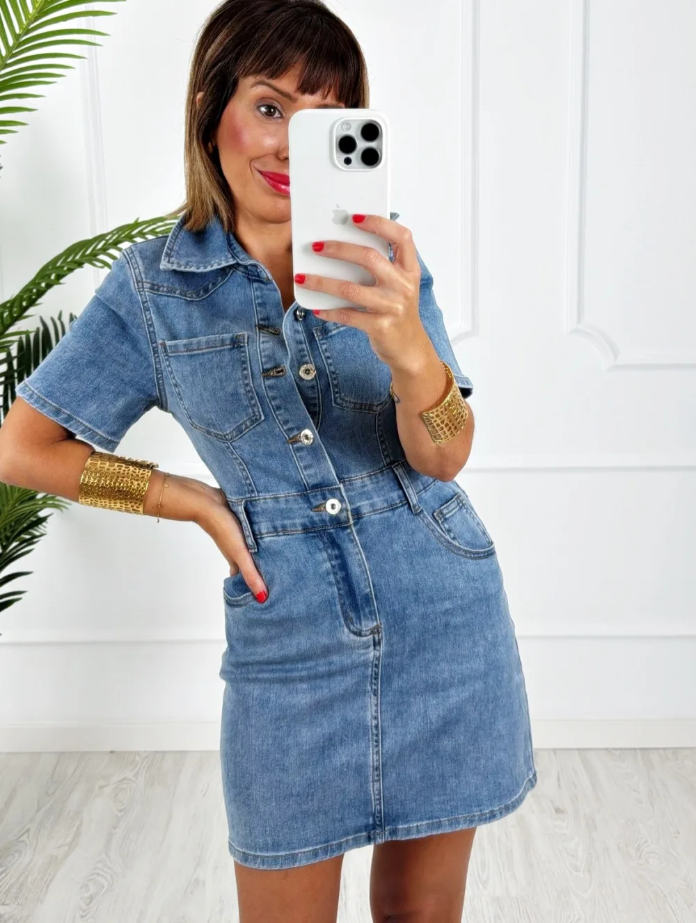 Vestido denim botones