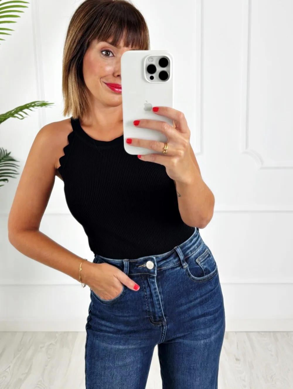 Top halter ondas negro