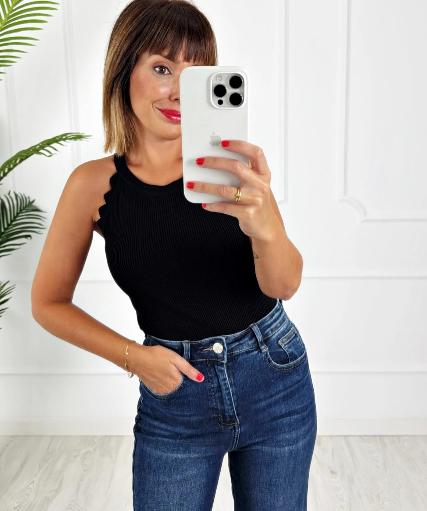 Top halter ondas negro