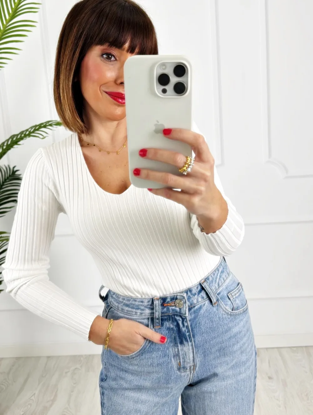 Camiseta canalé blanca