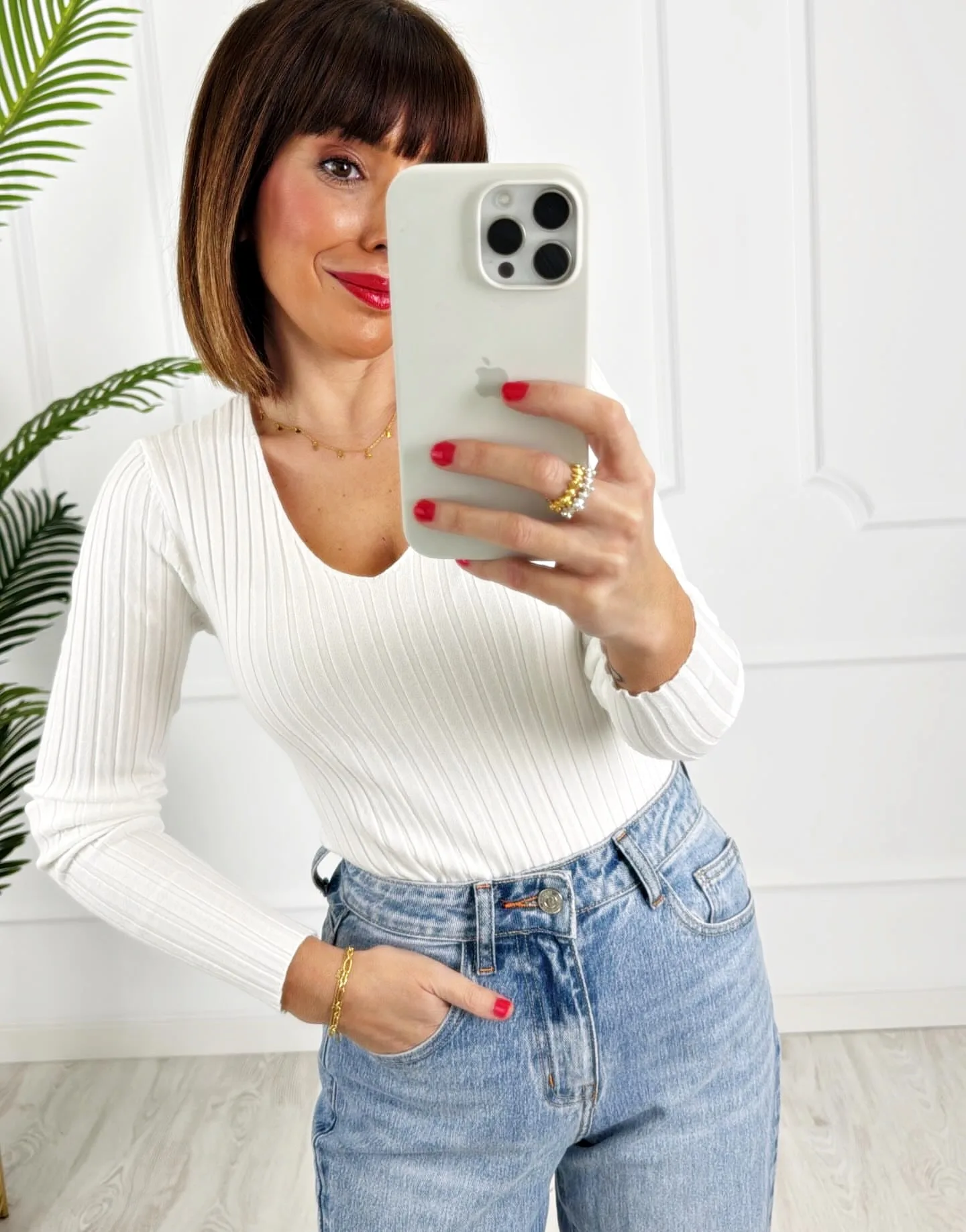 Camiseta canalé blanca
