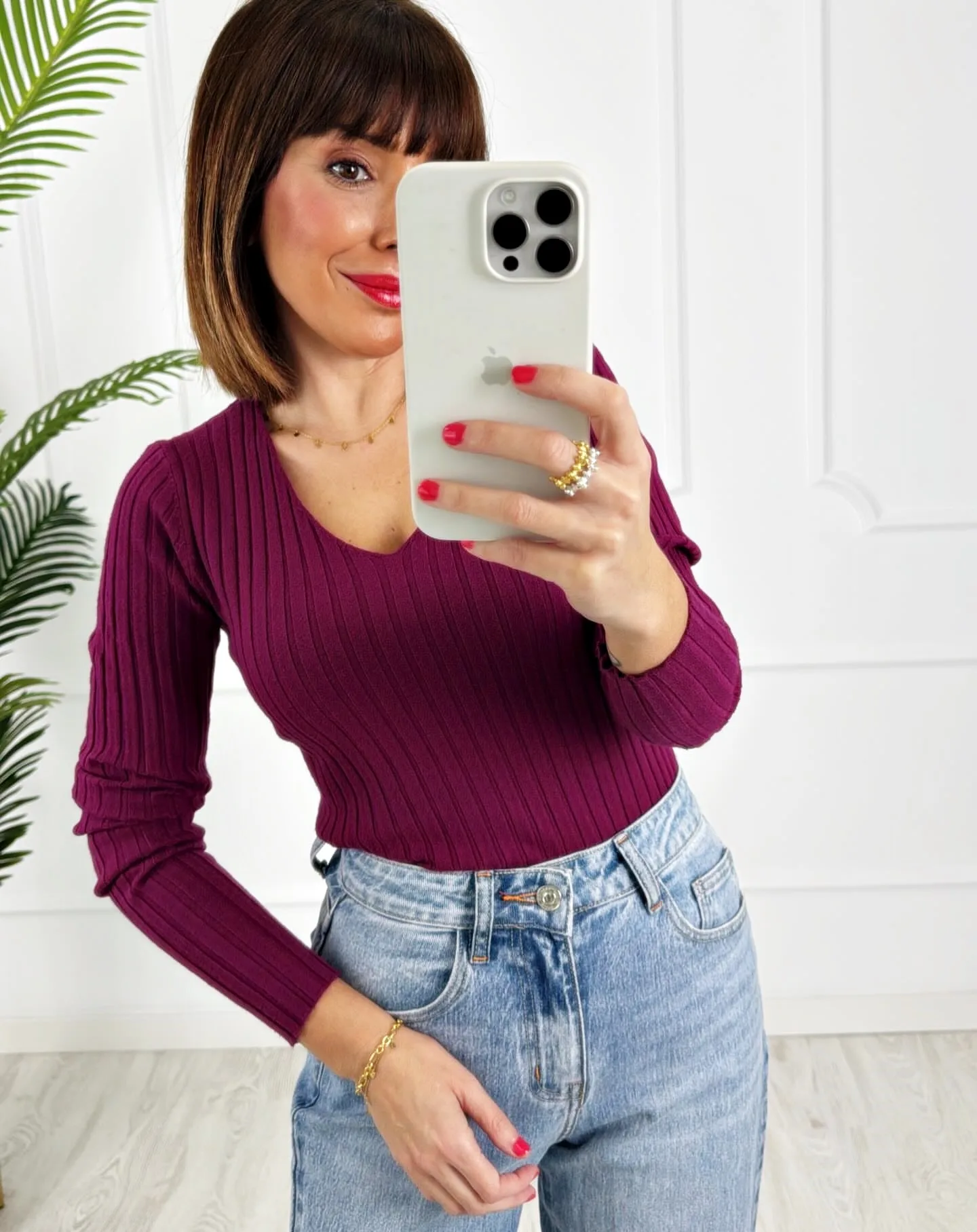 Camiseta canalé buganvilla