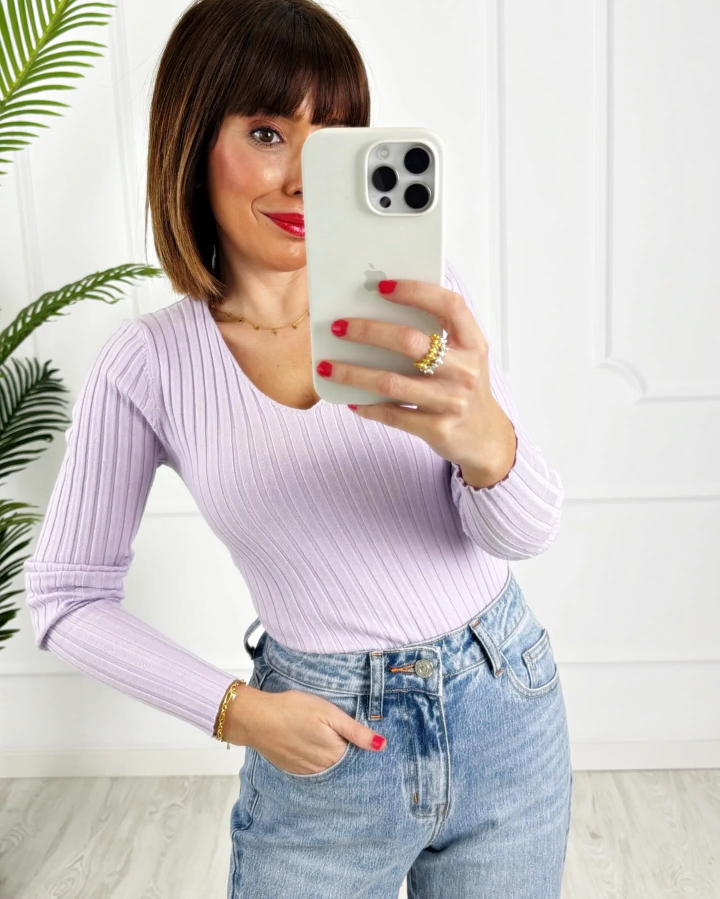 Camiseta canalé lila